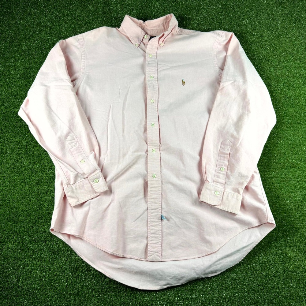 Ralph Lauren Mens Pink Oxford Button Down Shirt Long Sleeve 17-35 0692